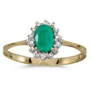 DIRECT-JEWELRY 10k Yellow Gold Oval Emerald And Diamond Ring