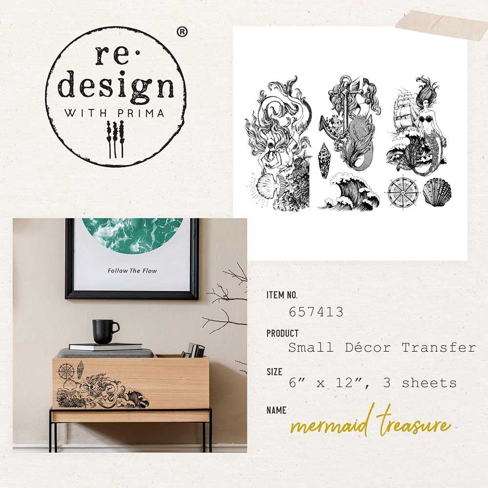 Prima Marketing Re-Design Decor Transfers 6"X12" 3/Sheets-Mermaid Treasure