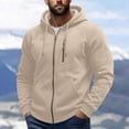 thumbnail image 2 of Fnooota Mens Zip up Hoodies, Casual Fleece-lined Lightweight Long Sleeve Fall Outerwear with Pockets Beige Size XL, 2 of 8