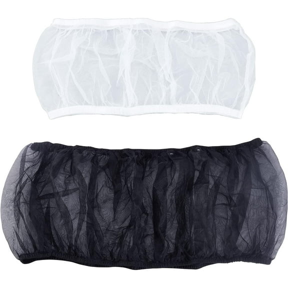 1 Set 2Pcs Polyester Bird Cage Cover 2 Sizes Bird Cage Seed Catcher Cage Net Stretchy Skirt Birdcage Net Cover(Black White)