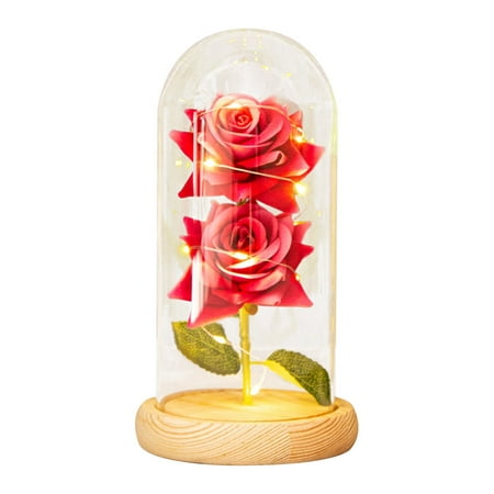 

Eternal Flower Simulation Rose Glass Cover Decoration LED Creative Night Light Gift For Girlfriend On Valentine s Day