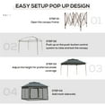 thumbnail image 4 of Outsunny 11' x 11' Pop Up Gazebo Outdoor Canopy Shelter with 2-Tier Soft Top, and Removable Zipper Netting, Event Tent with Large Shade, Dark Gray, 4 of 9