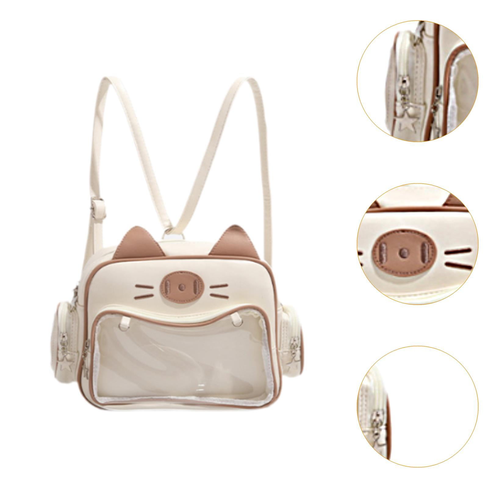 yuksok Cat Ita Bag Clear Window Crossbody Purse for Anime Display Pin Display Party Khaki