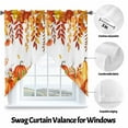 thumbnail image 5 of Swag Curtains Valances for Windows, Pumpkins Fall Thanksgiving Short Kitchen Window Curtains Over Sink, Orange Vintage Leaves White Cafe Curtains Panel Set Of 2,Rod Pocket, 36 Inches Length, 5 of 8