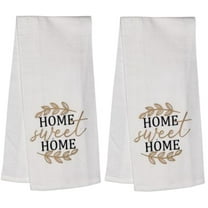 Home Sweet Home. Two Pcs Funny Flour Sack Kitchen Towels Soft and Absorbent Size: 16 X 28 Inches.