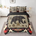 thumbnail image 2 of Manfei Animal Bear 7pcs Bedding Comforter Set for Teens Female Men,Woodland Wildlife Queen Bedding Sets Super Cozy,Tribal Aztec Queen Sheet Sets,Breathable Home Decor,Reversible, 2 of 8