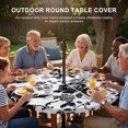 thumbnail image 3 of Round Outdoor Tablecloth with Umbrella Hole and Zipper, Black Floral Tablecloth with Elastic Waterproof, Country Retro Flowers Botanical Retro Art Patio Table Covers for 45" - 54" Picnic Pool Tables, 3 of 9