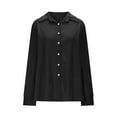 thumbnail image 4 of BiZtdJrK Womens Casual Work Collared Blouses Wrinkle Free Long Sleeve Button Down Shirts Loose Fit Solid Business Dress Shirt Black S, 4 of 7