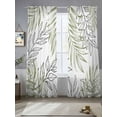 thumbnail image 2 of Abstract Art Sage Green Leaves Sheer Curtains 84 Inch Long 2 Panels, Watercolor Leaf Modern Style Light Filtering Rod Pocket Semi Sheer Curtains, Sheer Voile Drapes for Living Room Bedroom, 52"x84", 2 of 5