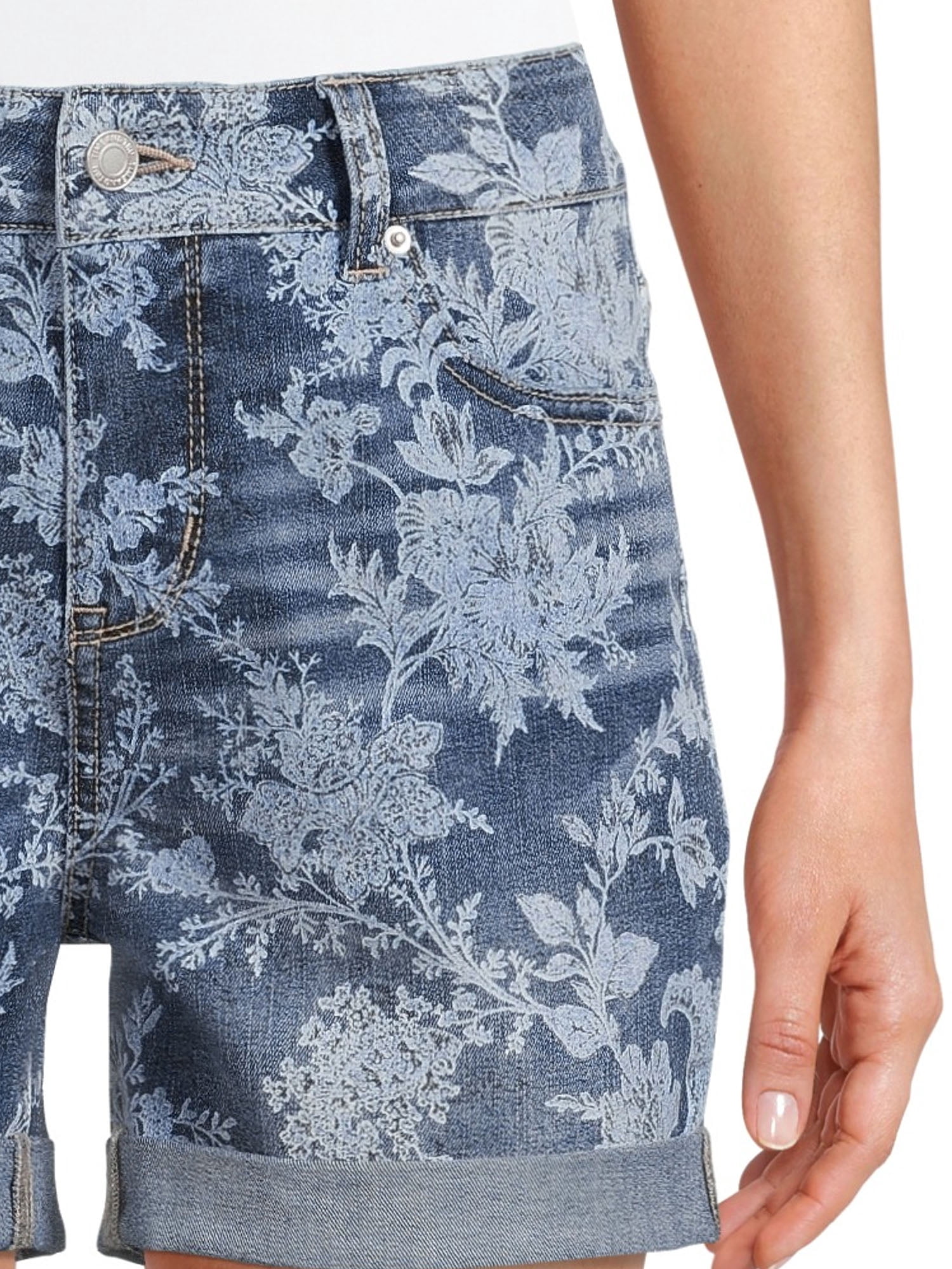 Time and Tru Women's Mid Rise Cuffed 4" Denim Short