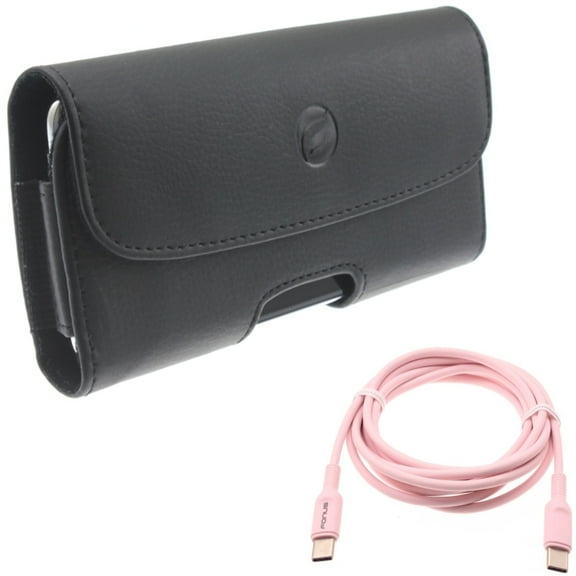Case Belt Clip w Pink 6ft Long Cable for Samsung Galaxy S20 Plus - Leather Holster Cover Pouch, USB-C to Type-C PD Fast Charger Cord Power fits Samsung Galaxy S20 Plus