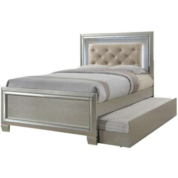 Cambridge Elegance Bed Frame With Slide, Full Size Bed With Led Lights In Headboard And Footboard