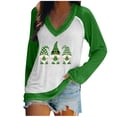 thumbnail image 1 of Pompotops Blouse Décontractée pour Femmes Imprimée pour la Saint-Patrick Manches Longues Col en V, 1 of 4
