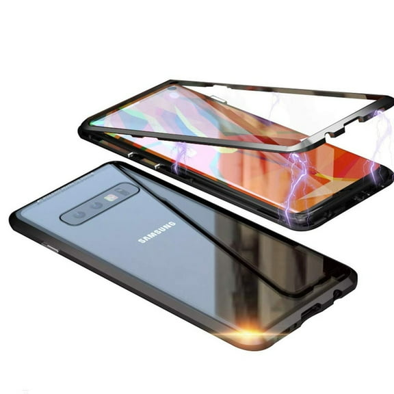 Magnetic Samsung Galaxy Note 10 Plus Case - (Black) Double Sided Tempered Glass Screen Protector Shockproof and Scratch Resistant Protection