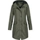 thumbnail image 2 of Chaquetas para mujer Chaqueta de lluvia sólida para mujer Chubasquero impermeable con capucha de talla grande para exteriores Chaquetas informales a prueba de viento para mujer en liquidación, 2 of 4