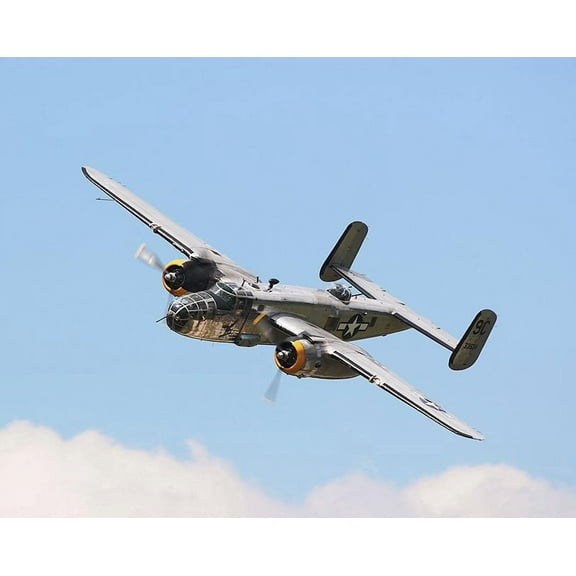 B-25 Mitchell Bomber Yankee Warrior Style -1 - 12x18 Inch Laminated Aviation Poster - Stunning Detail and Bold Colors