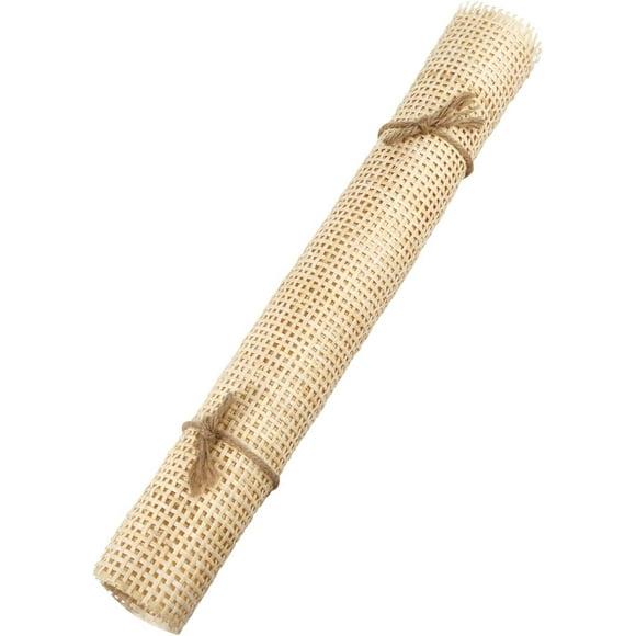 Cane Rattan Webbing Roll, 3.28ft x 17.7inch Woven Open Mesh Natural Webbing for Caning Projects Square Hollow Wide for DIY Crafts Cabinet Chair Furniture (Bleached)