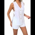 thumbnail image 1 of Conjuntos de 2 Piezas para Vacaciones de Verano para Mujer, para Playa, Viajes, Cruceros, Resorts, Camisetas Sin Mangas y Pantalones Cortos Casuales, Color XL, 1 of 10