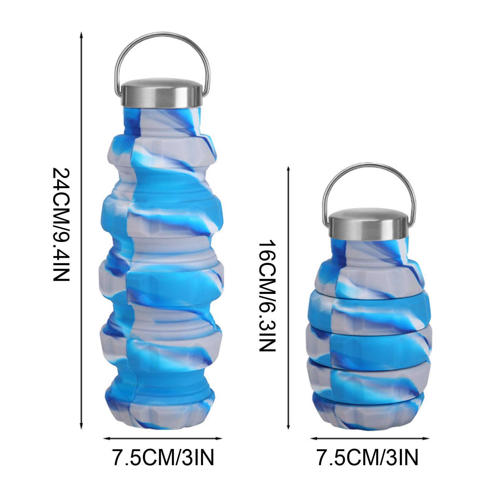ZFYXGS 17 Fl Oz Collapsible Water Bottle For Travel Reusable Blue ZFYXGS 17 Fl Oz Collapsible Water Bottle For Travel Reusable Blue