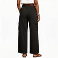 thumbnail image 5 of Maplenight Cargo Pants for Women Elastic Drawstring Waist Wide Leg Pants Relaxed Fit Casual Travel Lounge Pants with Pockets, 5 of 7