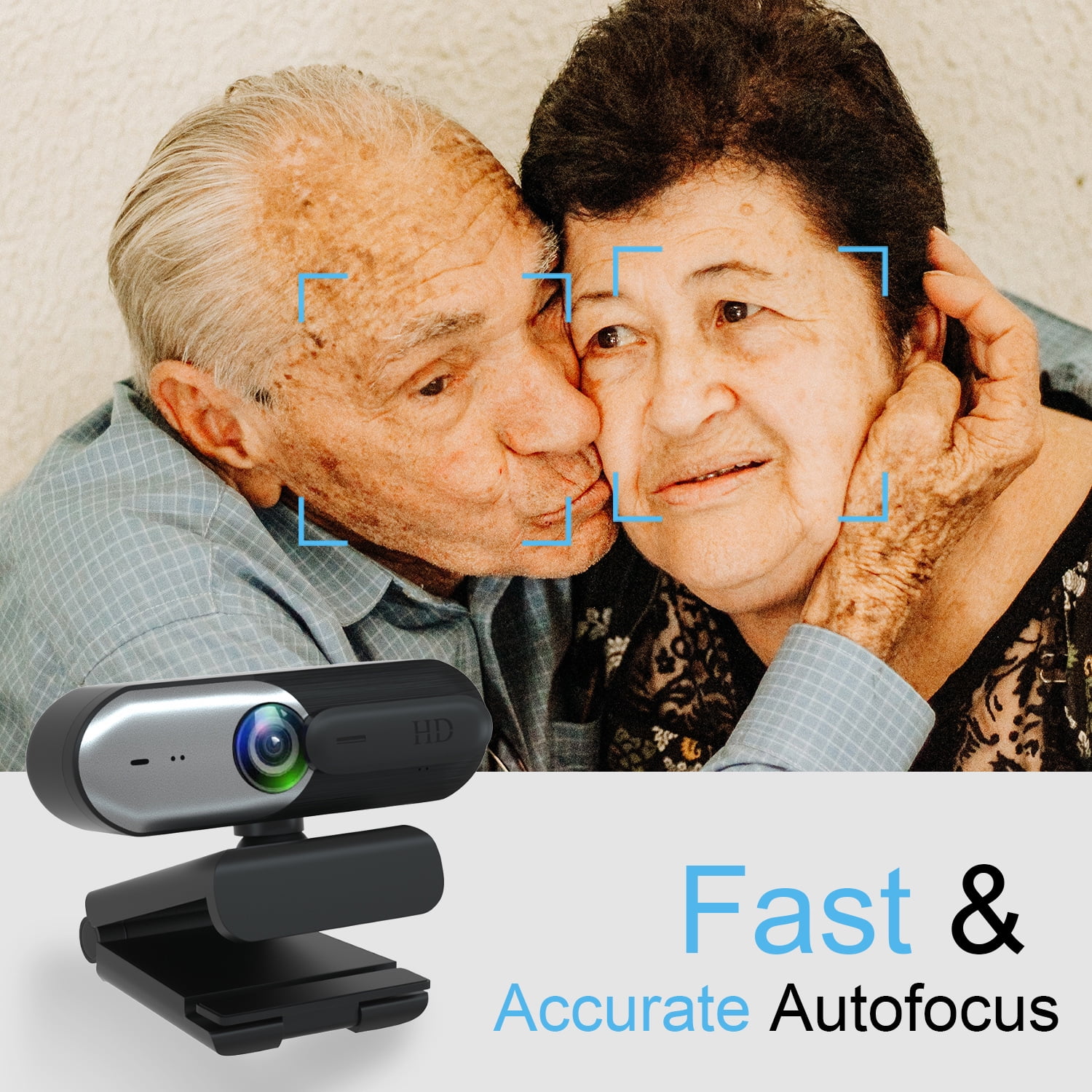 Anivia AutoFocus Full HD Webcam 1080P with Privacy Shutter - with Dual Digital Microphone - CA602 Black Grey USB Computer Camera for PC Laptop Desktop Mac Video Calling-Silver Gray（Ship from USA）