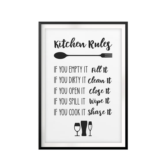 Designs ByLITA Kitchen Rules 11 x 14 UNFRAMED Print Kitchen Decor Wall Art