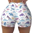 thumbnail image 2 of Rateoe Dinosaur Printed Power Workout Shorts for Women Tummy Control Squat Proof Ribbed Thick Seamless Scrunch Active Short-Small, 2 of 8
