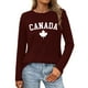 thumbnail image 1 of MHFRRA Camiseta de Manga Larga para Mujer con La Bandera del Día de Canadá y La Hoja de Arce Canadiense. Café, 1 of 3