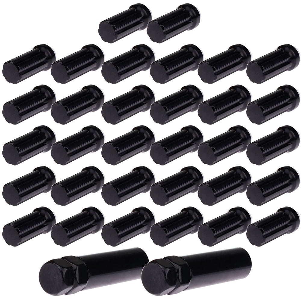 ECCPP Replacement for Wheel Lug Nuts 32 Pieces +2 Keys Black Truck Spline Bulge Acorn Drive Close End 3/4" hex Size Lug Nuts for Dodge for Ram 1500/2500/3500/2500 Van 1994-2010