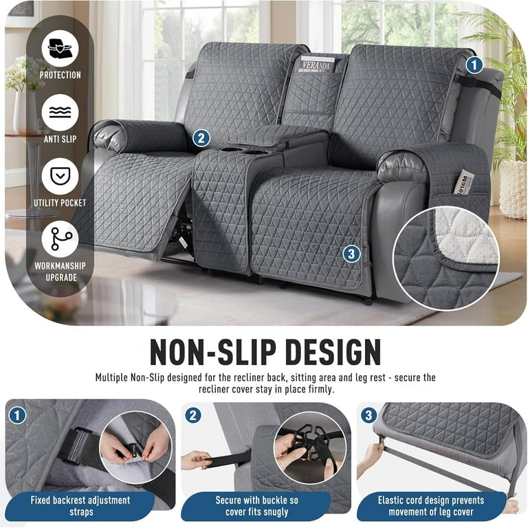 100% Waterproof Loveseat Recliner Cover-Recliner Cover with Non