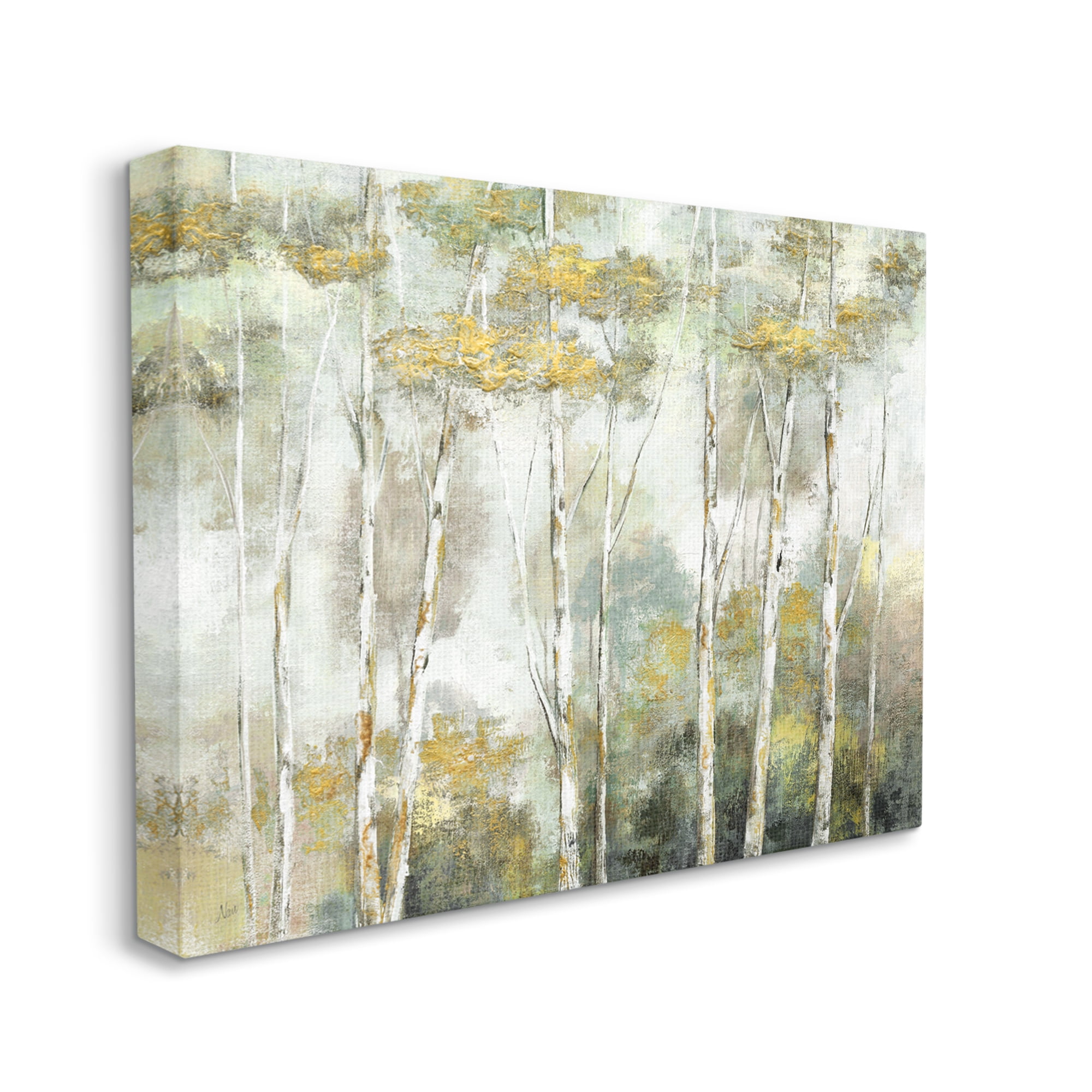Stupell Industries Birch Tree Forest Yellow Foliage Woodland Painting Painting Gallery Wrapped Canvas Print Wall Art, Design by Nan