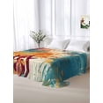 thumbnail image 5 of Boho Orange Teal Red King Size Flat Sheet, Wrinkleproof & Fadeproof Cooling Flat Bed Sheet Only, Modern Abstract Splashing Art Breathable Soft Bedding Top Sheets 105 x 98 Inches, 5 of 8