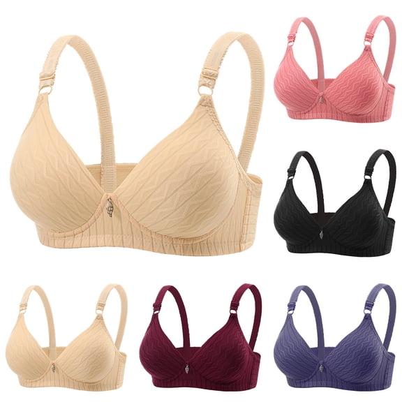 qolati Sports Bras for Women Wireless Push Up Plunge Seamless T-Shirt Bras Soft Comfort No Underwire Full Coverage Bralettes,Beige,40