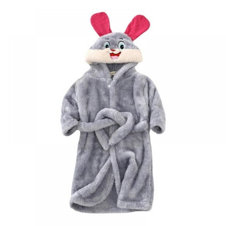 

Toddler Kids Cute Bunny Hooded Bathrobe Baby Flannel Bath Towel Wrap Robes Sleepwear 1-7 Years