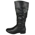 thumbnail image 2 of Forever Women Flat Heel Slouchy Mid-Calf Basic Light Weight Boots Side Zipper Hidden Elastic Opening GENTLE-61 Black PU 8, 2 of 4