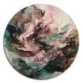 thumbnail image 2 of Designart "Inner Worlds of Marble Pink and Green III" Modern Geometric Metal Round Art Living Room, 2 of 5