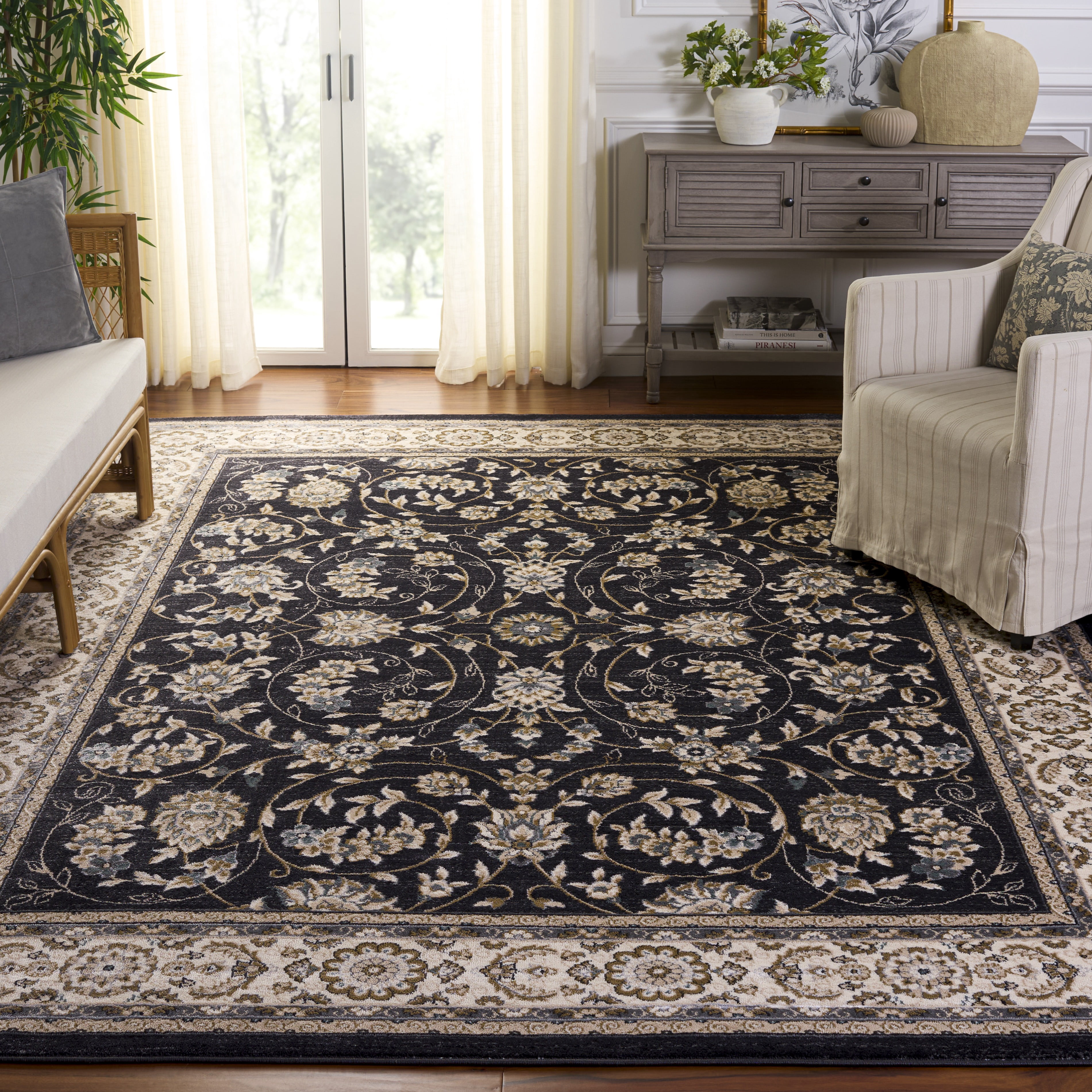 Safavieh Lyndhurst Janel Floral Area Rug, Anthracite/Cream, 10' x 14'