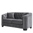 thumbnail image 6 of JERFIT Velvet Chesterfield Sofa for Living Room, 2-Seater Couch with Tufted Back and Nailhead Trim, Upholstered Loveseat for Apartment, Office (Grey), 6 of 8