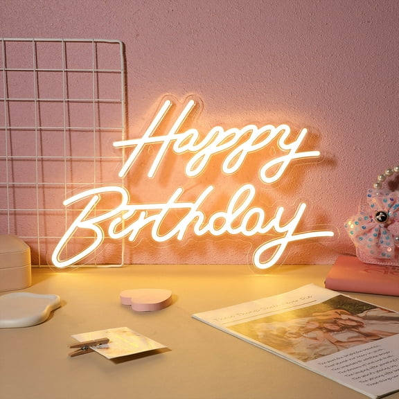 ELAYARD Portable White Neon Birthday Sign for Home Parties with Warm LED Lighting