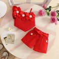 thumbnail image 2 of TOWED22 Baby Toddler Girl Adorable Summer Sets 2 Piece Sleeveless Tank Shirts and Shorts Sweet Casual Clothes(Red,9-12 M), 2 of 9