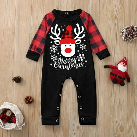 

Jmntiy Christmas Toddler Baby Letter Printed Romper Jumpsuit Xmas Family Clothes