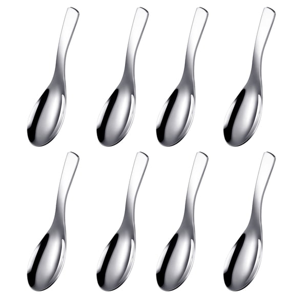 HBFAGFB Stainless Steel Round Bottom Spoon Kitchen Utensils Set of 8 Light Cookie Scoop Silver