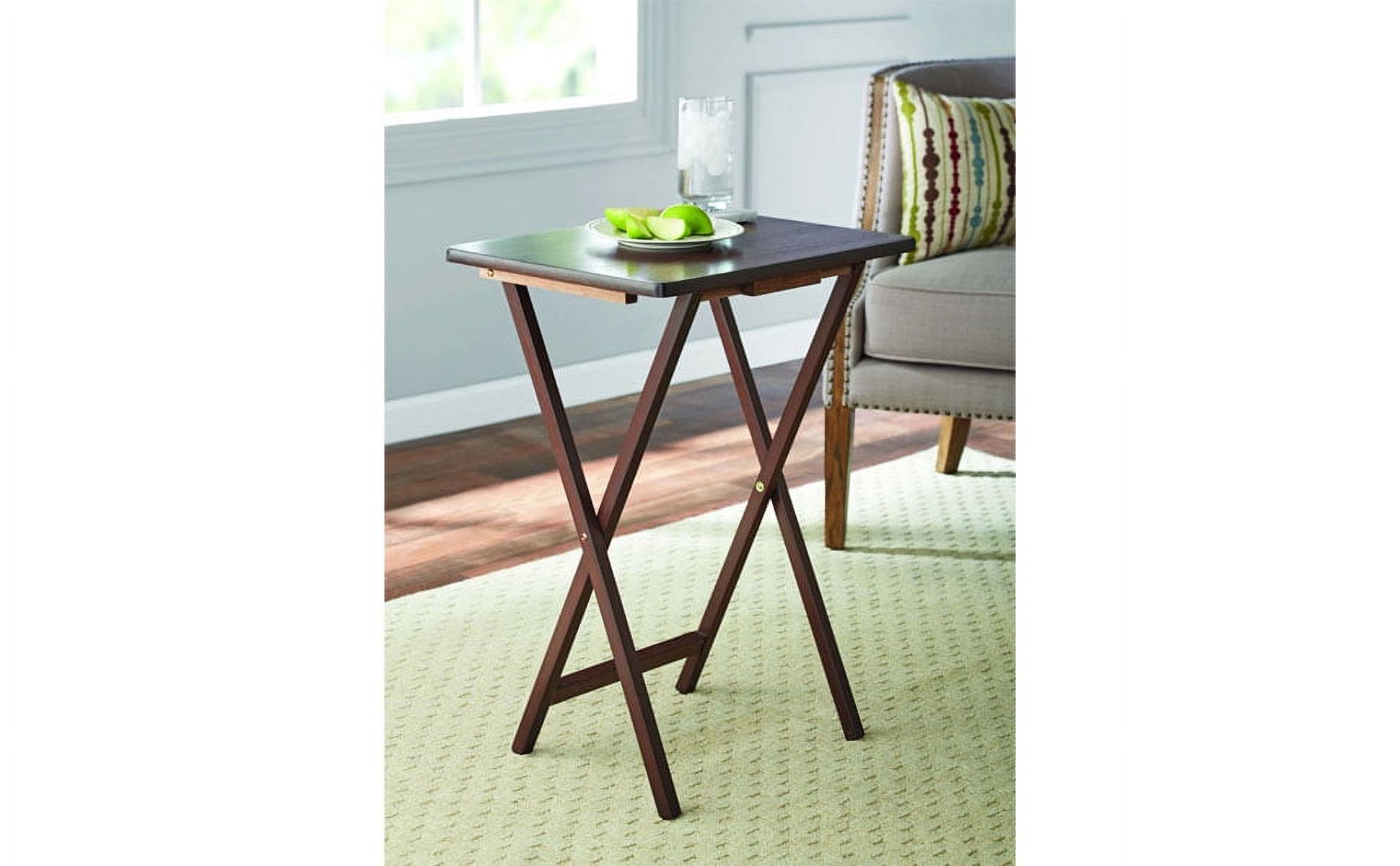 Mainstays Indoor Single Folding TV Tray Table Set of 2 in Walnut L19 x W15 x H26inches. - image 3 of 5