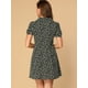 thumbnail image 5 of Vestido Camisero de Manga Corta con cuello en V y estampado floral Frontal con Botones para Mujer Negro XS, 5 of 6