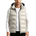 thumbnail image 2 of Atkumj Plus Size Mens Puffer Vest Casual Comfortable Hooded Full Zip Down Vest Fashion Warm Sleeveless Solid Color Puffy Vest with Side Pockets, 2 of 8