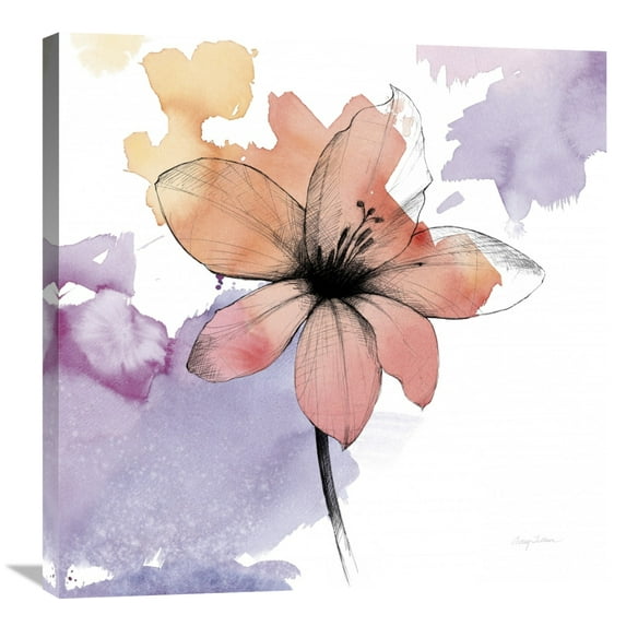 Global Gallery Avery Tillmon 'Watercolor Graphite Flower II' Canvas Wall Art