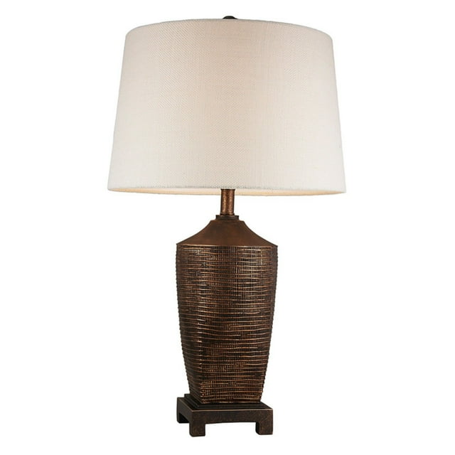 30" Tall Polyresin Table Lamp "Kayan", Bronze Rustic finish