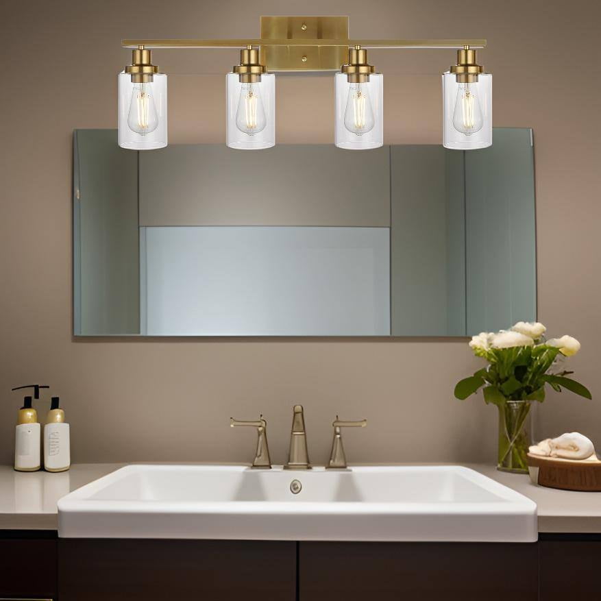 Sunpez 31 in. W 4-Light B Farmhouse Vanity Light Gold Lights for Vanity Mirror Wall Sconce for Bedroom, Living Room, Bathroom