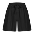 thumbnail image 6 of Women's Solid Linen Drawstring Shorts, Casual Summer Outwear with Pockets, 6 of 9