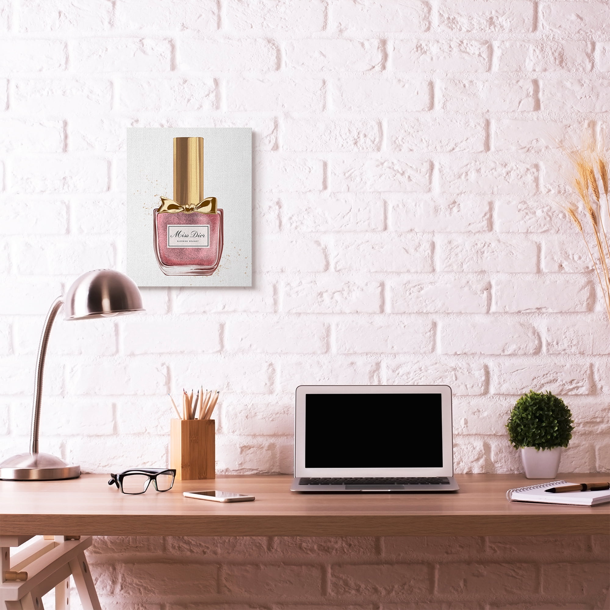 Stupell Industries Makeup Pink Red Nail Polish Gold Fashion Design Canvas Wall Art by Ziwei Li